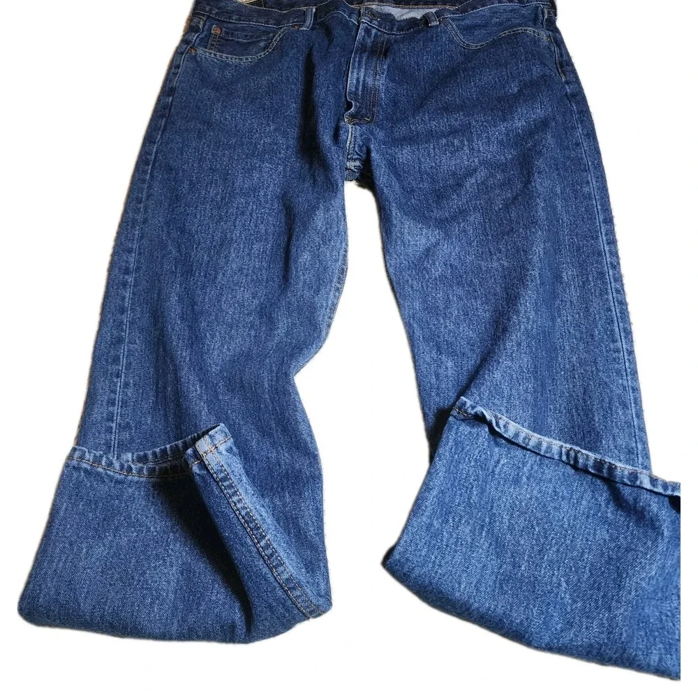 Levis 505 Mens Jeans 42x30 Regular Fit Straight Dark Wash Denim Classic